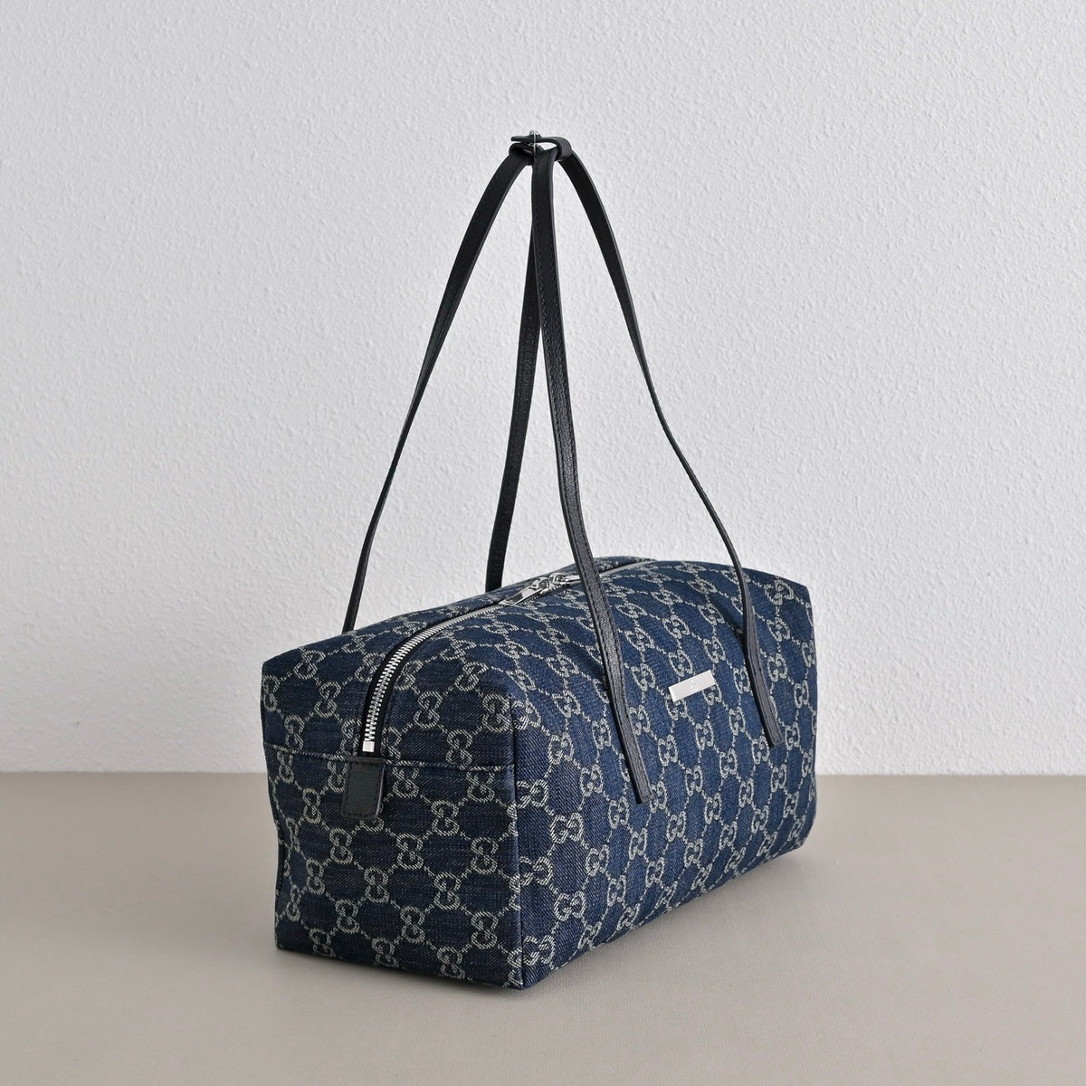 GUCCI GG Melrose Blue Denim Boston Bag-875228